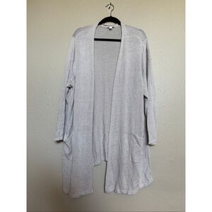 J. Jill Women’s Open Front Linen Blend Cardigan Sweater Gray 3X